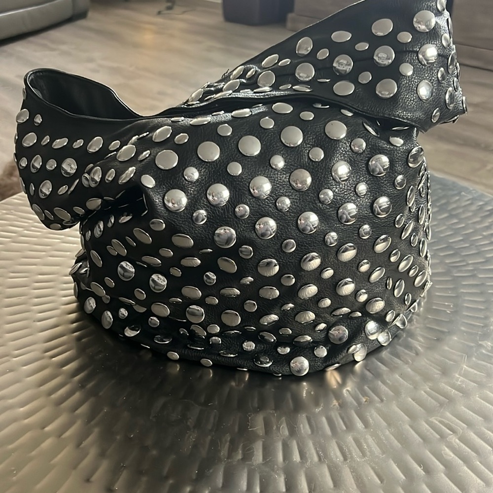 Silver studded Lionel bucket bag